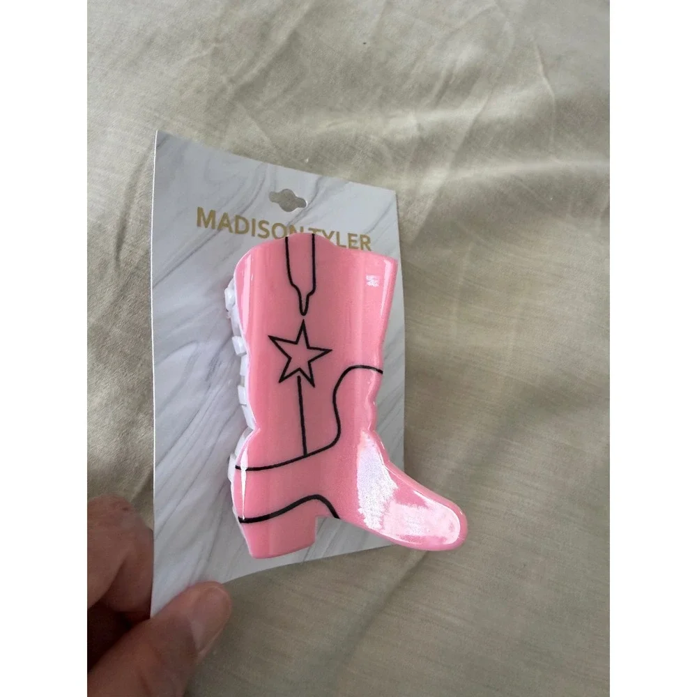 Madison Tyler Pink Cowboy Boot Hair Claw Clip Western Cowgirl NWT